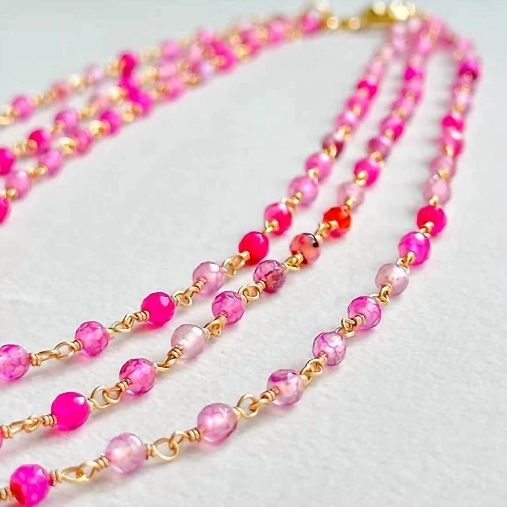 NEW EASTON ELLE women's layers tiered necklace in pink